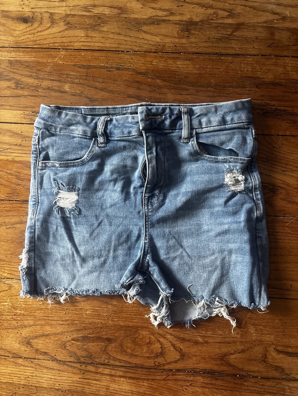 American Eagle Outfitters Light Wash Distressed Denim Shorts